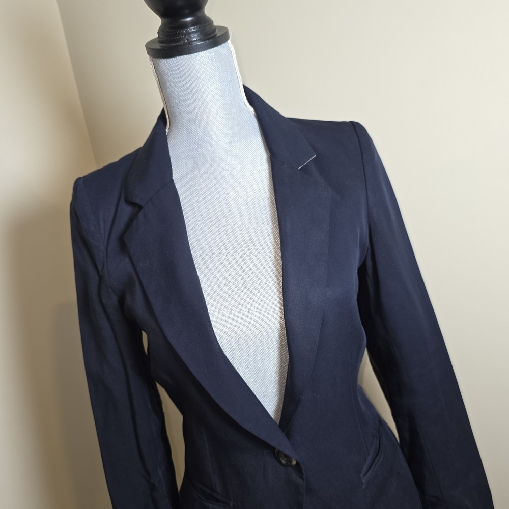 Rails‎ Women's Navy Blazer Leather Elbow Patches Size S Academic Preppy